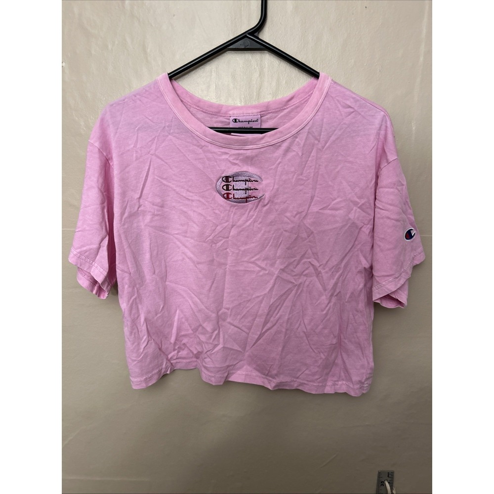 Pink Champion Crop T Shirt Top Medium